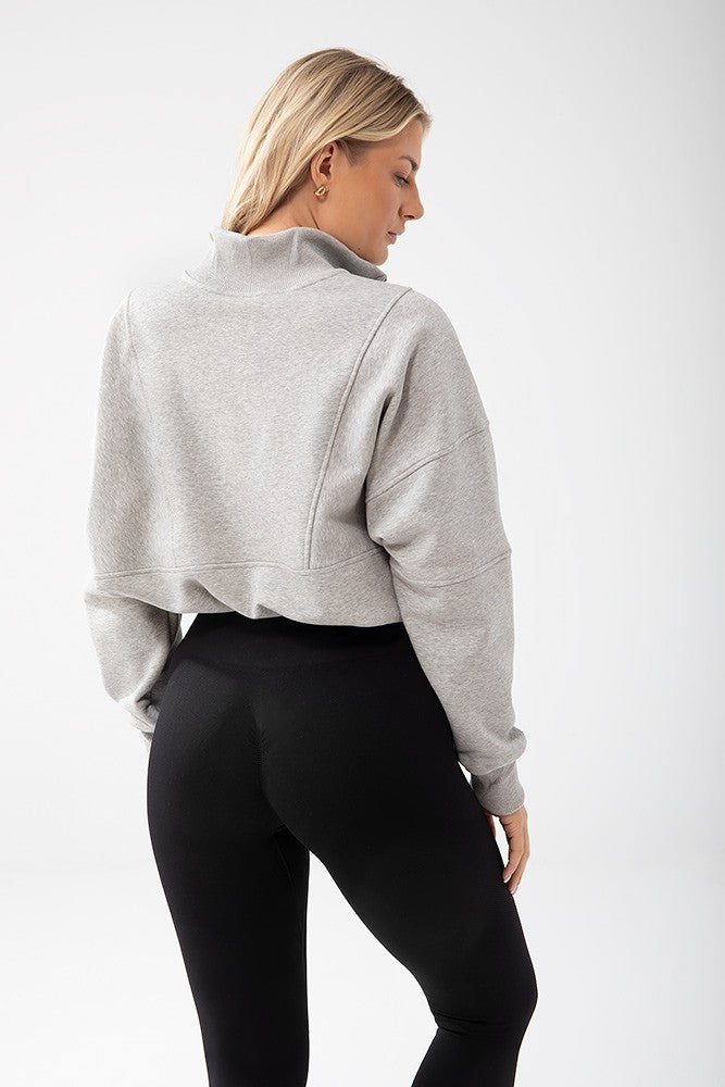 Short grey women’s sweatshirt – TRECGIRL BASIC SWEATSHIRT 160 GREY