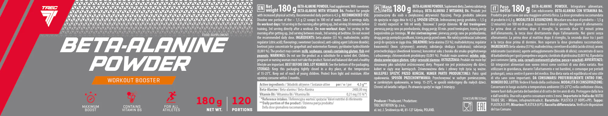 BETA-ALANINE POWDER 180g